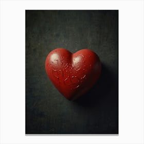 Red Heart On A Dark Background Canvas Print