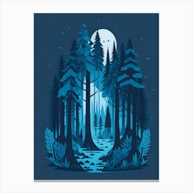 A Fantasy Forest At Night In Blue Theme 78 Canvas Print