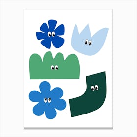 Friendly Shapes Blue & Green Canvas Print