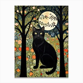 William Morris Black Cat In The Moonlight 17 Canvas Print