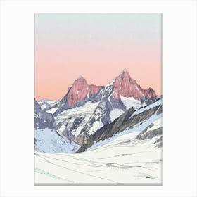 Monte Rosa Switzerland Italy Color Line Drawing (5) Canvas Print