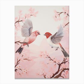 Vintage Japanese Inspired Bird Print House Sparrow 3 Canvas Print