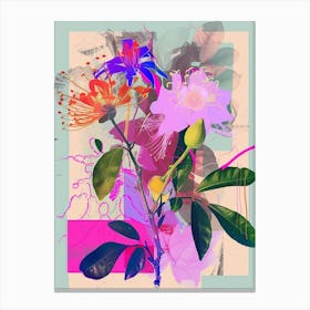 Bergamot 4 Neon Flower Collage Canvas Print