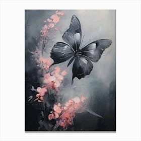 Butterfly On Pink Flowers Canvas Print