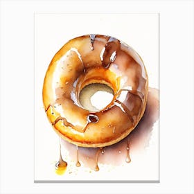 Bourbon Glazed Donut Cute Neon 1 Canvas Print