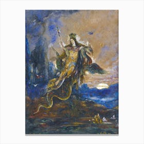 Gustave Moreau - La Fèe "The Fairy Riding a Dragon over the Crystal Lake" (1826–1898) Antique Artwork Canvas Print