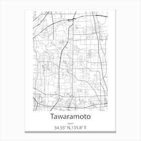 Tawaramoto,Japan Minimalist Map Leinwandbild