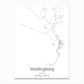 Vordingborg,Denmark Minimalist Map Canvas Print