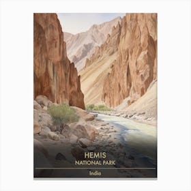 Hemis National Park India Watercolour 2 Canvas Print