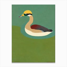 Grebe Midcentury Illustration Bird Canvas Print