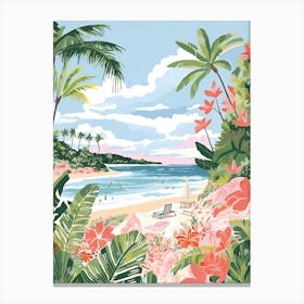 Diamond Beach, Bali, Indonesia, Matisse And Rousseau Style 2 Canvas Print