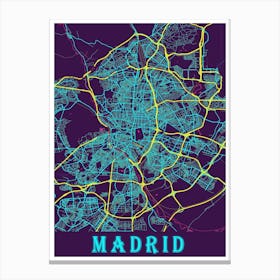 Madrid Map Poster 1 Canvas Print