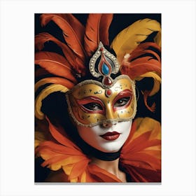 A Woman In A Carnival Mask (18) Canvas Print
