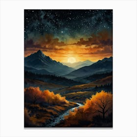 Sunset In The Mountains 3 Canvas Print