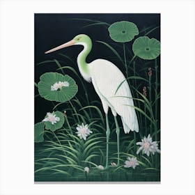 Ohara Koson Inspired Bird Painting Stork 3 Canvas Print