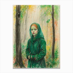 Girl In The Woods Canvas Print