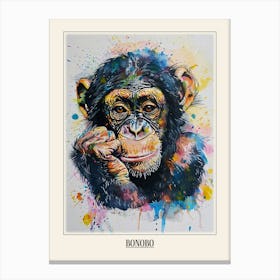 Bonobo Colourful Watercolour 1 Poster Canvas Print