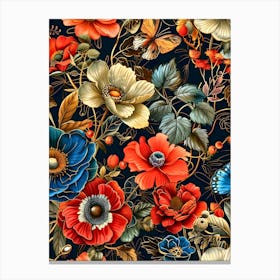 Russian Floral Wallpaper Inspired by William Morris Canvas Print