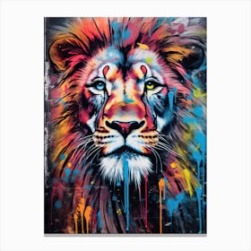 Lion Art Painting Street Art Style 4 Canvas Print