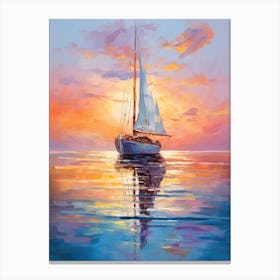 Sailboat At Sunset 1 Canvas Print