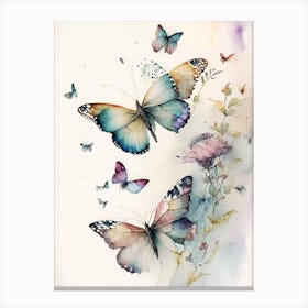 Butterflies Flying In The Sky Watercolour Ink 4 Canvas Print