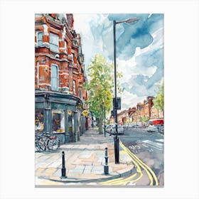 Haringey London Borough   Street Watercolour 2 Canvas Print