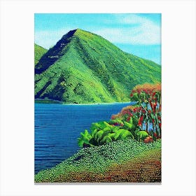 Ile De La Reunion France Pointillism Style Tropical Destination Canvas Print
