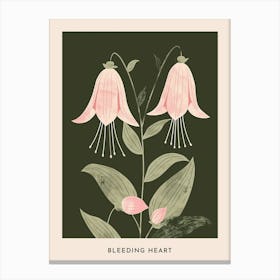 Pink & Green Bleeding Heart 1 Flower Poster Canvas Print