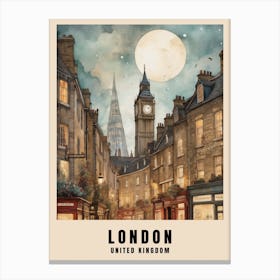 London Travel Poster Vintage United Kingdom Painting (9) Canvas Print