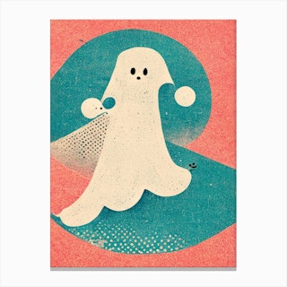 Cute Ghost Surfing Canvas Print