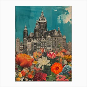 Amsterdam   Floral Retro Collage Style 3 Canvas Print