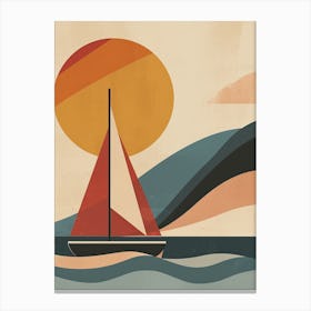 Sailboat At Sunset, Hygge Canvas Print