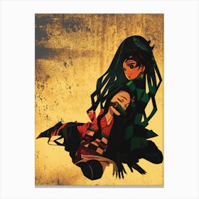 Anime Negative Space ― Tanjirou And Nezuko Canvas Print