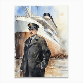 Titanic Sailor Watercolour Illustration 2 Canvas Print