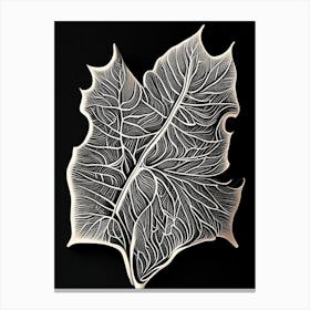 Peach Leaf Linocut 1 Canvas Print