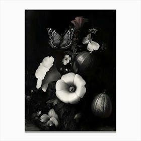 Dark Gothic Flowers And Butterflies Canvas Print