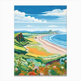 Rhossili Bay, Gower Peninsula, Wales, Matisse And Rousseau Style 1 Canvas Print