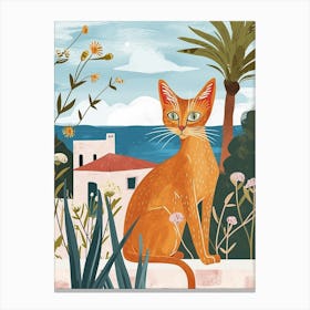 Abyssinian Cat Storybook Illustration 1 Canvas Print