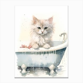 Turkish Cat In Bathtub Bathroom 2 Canvas Print