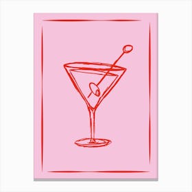 Martini Cocktail Red and Pink Canvas Print