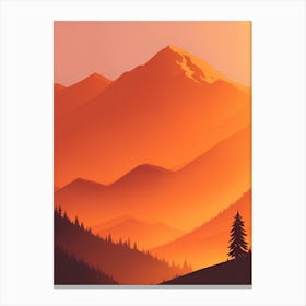 Misty Mountains Vertical Composition In Orange Tone 30 Canvas Print