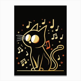 Cat With Music Notes 18 Canvas Print