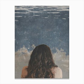 Woman Looking At The Water Canvas Print