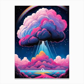 Surreal Rainbow Clouds Sky Painting (28) Canvas Print