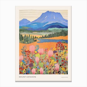 Mount Katahdin United States 1 Colourful Mountain Illustration Poster Canvas Print