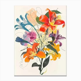 Gloriosa Lily 2 Collage Flower Bouquet Canvas Print