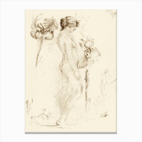 Female Nude, Solon H Borglum Canvas Print