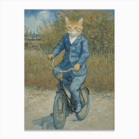 Adorable Cat On A Bicycle Canvas Print