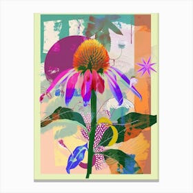 Coneflower 3 Neon Flower Collage Canvas Print