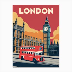 Vintage Poster London Bus Canvas Print